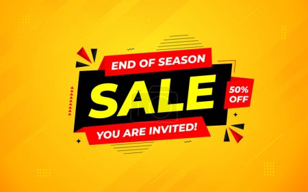 End Of Season Sale banner. Season offer price label design. Product discount festival tag design. Season Super Sale banner template. Flat sale Vector Illustration.