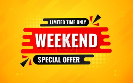 Weekend offer Sale banner vector design template. Weekend offer discount banner, Discount Sale label and promotion offer.