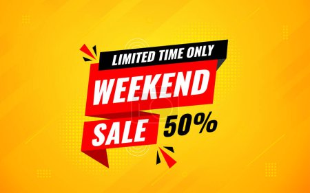 Weekend offer Sale banner vector design template. Weekend offer discount banner, Discount Sale label and promotion offer.