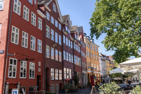 Photo for Traditional multicolored old houses on the street in Copenhagen, Denmark - Royalty Free Image