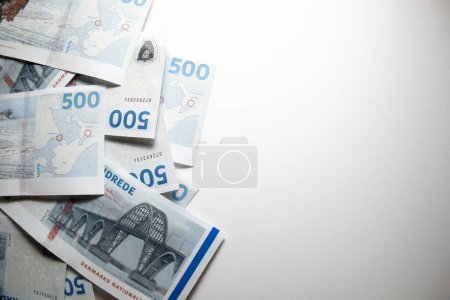 Money of Denmark. Danish kroner bills. DKK banknotes. 500 kroner. Business, finance, news background. High quality photo