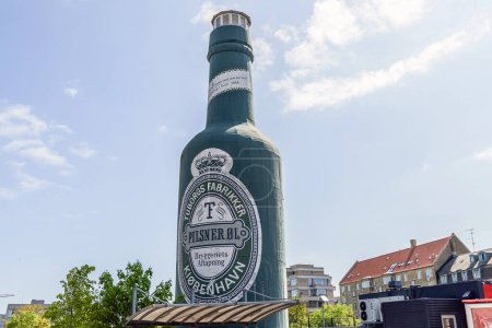 Photo for Big green bottle of Tuborg beer monument in Copenhagen, Denmark - Royalty Free Image