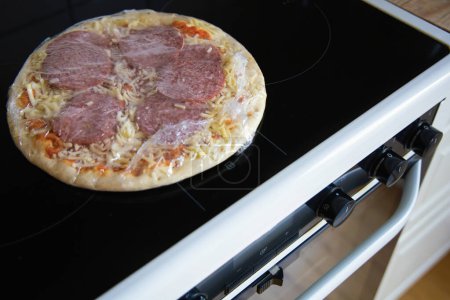 Photo for Frozen semi-finished pizza from the supermarket. Fast food concent. High quality photo - Royalty Free Image