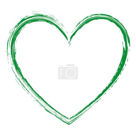 Téléchargez les illustrations : Vector illustration of green brush painted stamp heart frame banner - en licence libre de droit