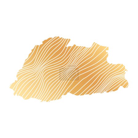 Illustration for Abstract map of Bhutan - vector illustration of striped gold colored map - Royalty Free Image
