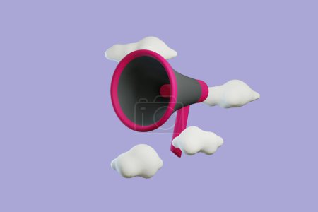 Photo for 3d megaphone speaker or loudspeaker for announce, Speakerphone notice 3d icon vector render illustration with purple background - Royalty Free Image