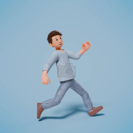 Photo for 3d man character slipped with a blue background - Royalty Free Image