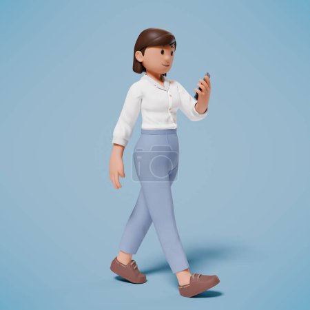 Téléchargez les photos : Illustration 3D d'une femme avec un téléphone fixe - en image libre de droit