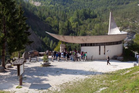 Photo for Erto, Longarone, Italy - August 23, 2015: The Dam of Vajont Chapel in memory of the 1963 disaster - Royalty Free Image