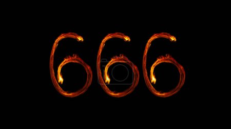 Photo for Number 666 written with fire on black night - Royalty Free Image