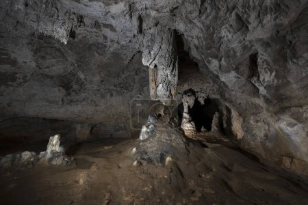 Photo for Stalactites and Stalagmites in Underground World Panorama of Zaleske Caves in Rakov Skocjan Slovenia Europe - Royalty Free Image