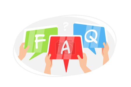 Illustration for Hands holding FAQ signage, ideal for customer support, information sections, and help resources. - Royalty Free Image