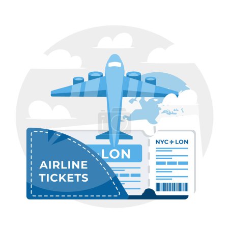 Ilustración de Billetes de avión, perfectos para temas relacionados con viajes aéreos, reservas de vuelos y viajes internacionales. - Imagen libre de derechos