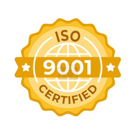 Illustration for Vector badge of ISO 9001 certification seal, representing quality management and international standards in business. - Royalty Free Image