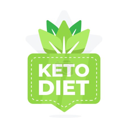 Téléchargez les illustrations : Keto étiquette amicale avec le symbole de feuille verte, parfait pour les produits alimentaires faibles en glucides et riches en graisses. - en licence libre de droit