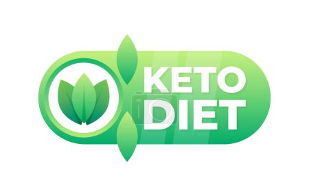 Téléchargez les illustrations : Keto étiquette amicale avec le symbole de feuille verte, parfait pour les produits alimentaires faibles en glucides et riches en graisses. - en licence libre de droit