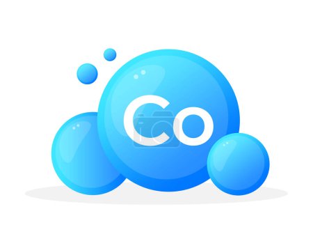Ilustración de Elemento cobalto Co representación con esferas de color azul brillante para conceptos científicos. - Imagen libre de derechos