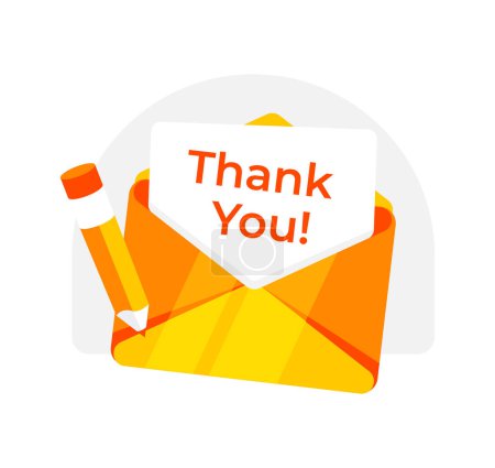 Illustration for Envelope with thanks. Email Thank You. Vector illustration. - Royalty Free Image