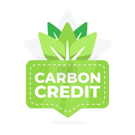 Green badge with a leaf symbol representing the achievement or purchase of carbon credit for environmental sustainability.