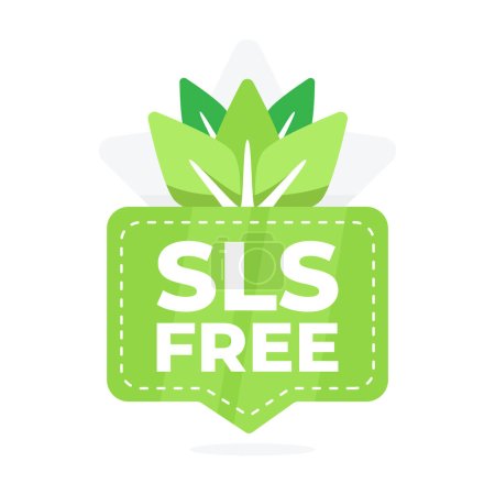 Illustration for SLS Free Assurance Tag with a Fresh Green Leaf Icon for Gentle Product Lines. - Royalty Free Image