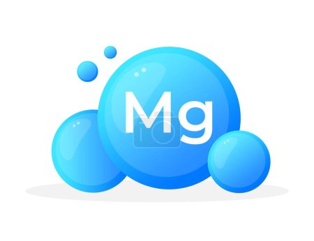 Magnesium Mg Element visualisiert mit ruhigen blauen Kugeln in moderner Vektorillustration.