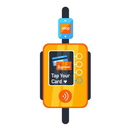 Fare payment. City pass pays the fare. City pass pays the fare. Vector illustration.
