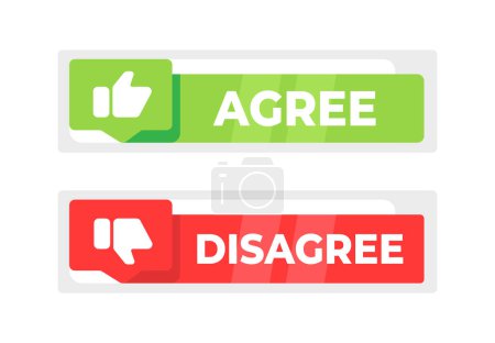 Two overlapping speech bubbles, one green with AGREE and one red with DISAGREE, representing different opinions or survey options.