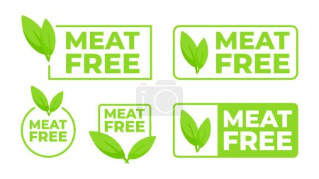 Green label with a Meat Free message and a leaf design, for labeling vegan-friendly food products and alternatives