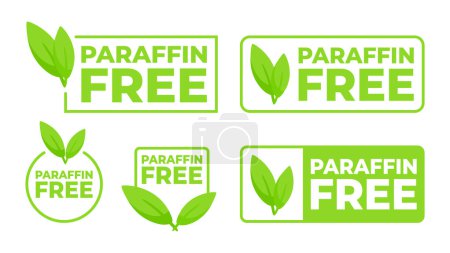 Ilustración de Conjunto de etiqueta verde que indica Parafina Libre con un diseño de hoja para opciones de productos respetuosos con el medio ambiente y conscientes de la salud - Imagen libre de derechos