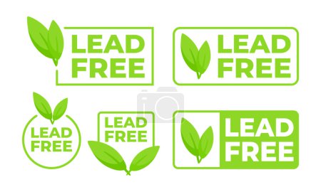 Illustration for Set of green labels with Lead free text sign, label. Vector illustration. - Royalty Free Image