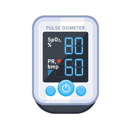 Pulse oximeter. Device to measure oxygen saturation. Blood saturation. Vector illustration.