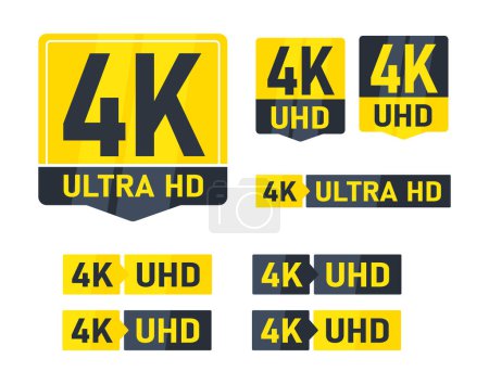 Illustration for 4K UHD resolution icon for web. High Definition monitor display resolution standard. Vector illustration. - Royalty Free Image