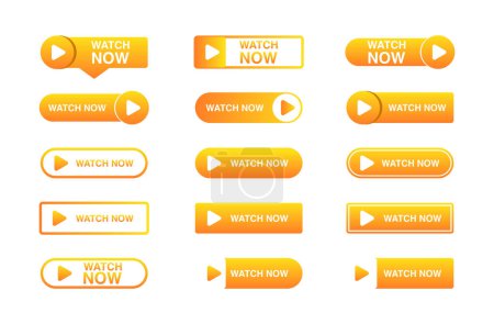 Watch Now Button. Video Play icon. Web media. Online translation. Vector illustration.
