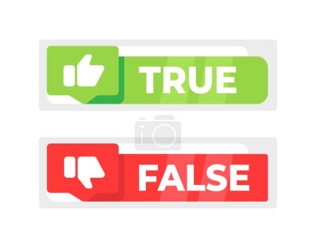Green True and red False banner. Vector illustration.
