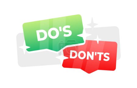 Dos and Donts speech bubble banner. Promotion and advertising label. Vector illustration.