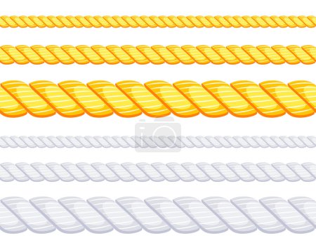 Ilustración de Conjunto de cuerdas de diferentes espesores. Marcos de cuerda de yute o cáñamo. Ilustración vectorial. - Imagen libre de derechos