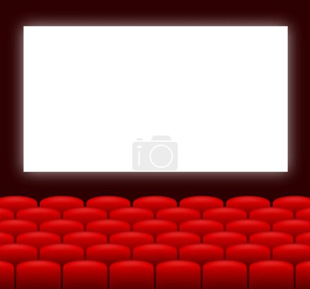Illustration for Cinema hall interior with red seats. Cinema chair. Vector illustration. - Royalty Free Image