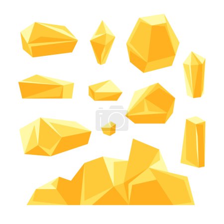 Illustration for Golden nuggets. Gold mine, ore boulders and stones - Royalty Free Image
