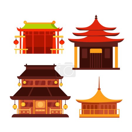 Traditional chinese buildings. China town city. Japan building architecture.