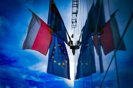 Photo for European Union flag and polish flag. - Royalty Free Image