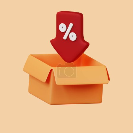 Foto de 3 d ilustración de una caja de cartón con flecha roja - Imagen libre de derechos