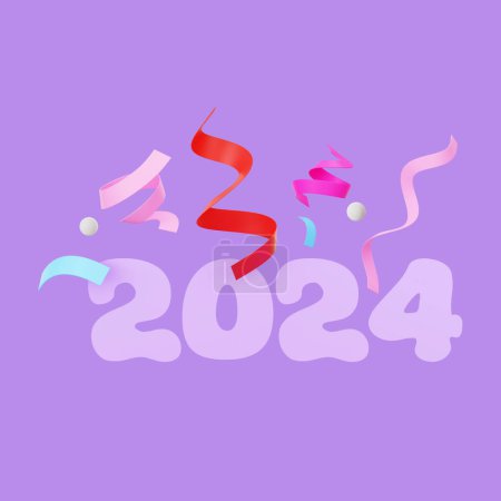 Téléchargez les photos : 2024 Bonne année. illustration avec confettis - en image libre de droit