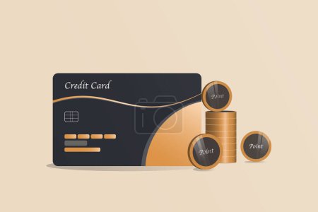 Illustration for Executive credit card with point coins - Royalty Free Image