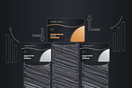 Illustration for Vector illustration of credit card on infographic template with diagram. business concept - Royalty Free Image