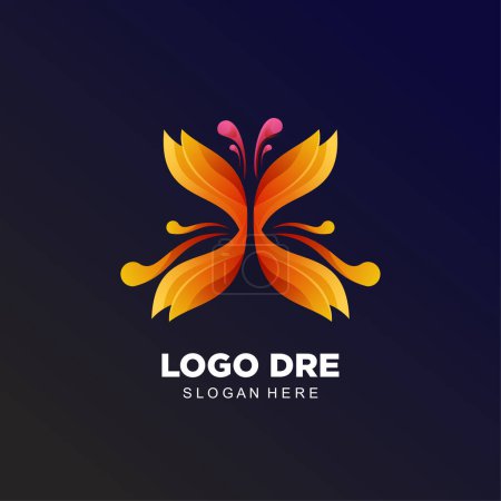 Téléchargez les illustrations : Logo papillon entreprise design dégradé coloré - en licence libre de droit