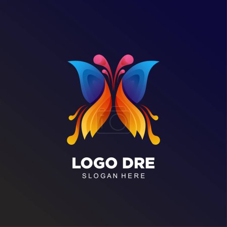 Téléchargez les illustrations : Logo papillon entreprise design dégradé coloré - en licence libre de droit