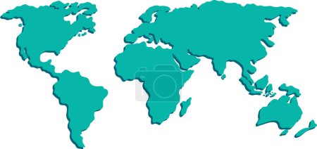 Illustration for A blue world map with the continents of Africa and South America - Royalty Free Image