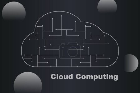 Ilustración de Un logotipo de computación en nube con un fondo negro - Imagen libre de derechos