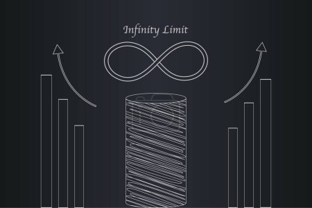 Ilustración de Un fondo negro con un símbolo infinito blanco y una espiral - Imagen libre de derechos