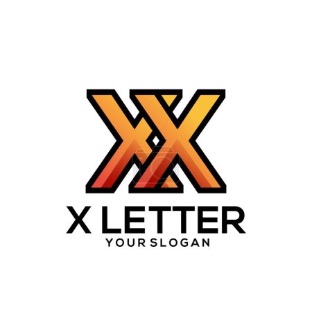 Téléchargez les illustrations : X Lettre logo vintage illustration de design - en licence libre de droit